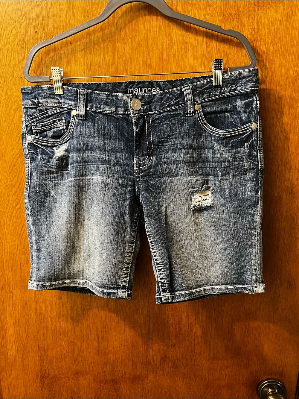 Maurices Washed Black Distressed Denim Jean Shorts
